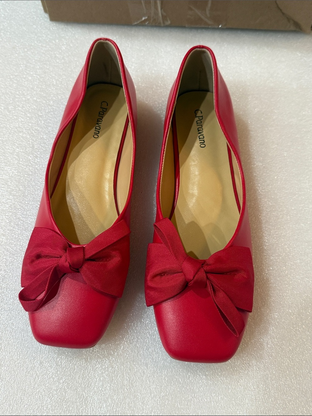 C.Paravano Women's size 8.5 Ballet Flats with Bow Stylish Square Toe Shoes